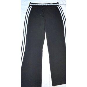 Black GW Sport Track Pants With White Stripes Large Flare Leg